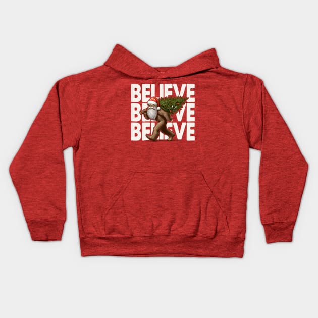 Believe in Bigfoot - Funny Christmas Kids Hoodie by TwistedCharm